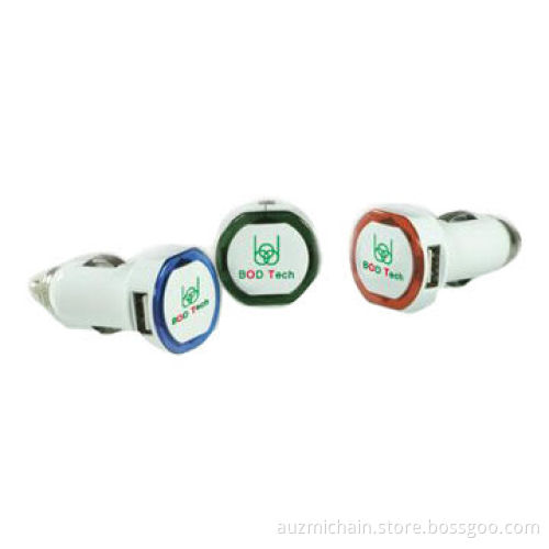 Custom Logo LED Light Dual USB Car Charger 5V 2A for Tablet PC, iPad, iPad Mini